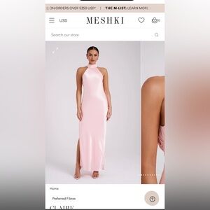 Meshki Claire Satin Drape Back Maxi Dress - NWT - Rosewater